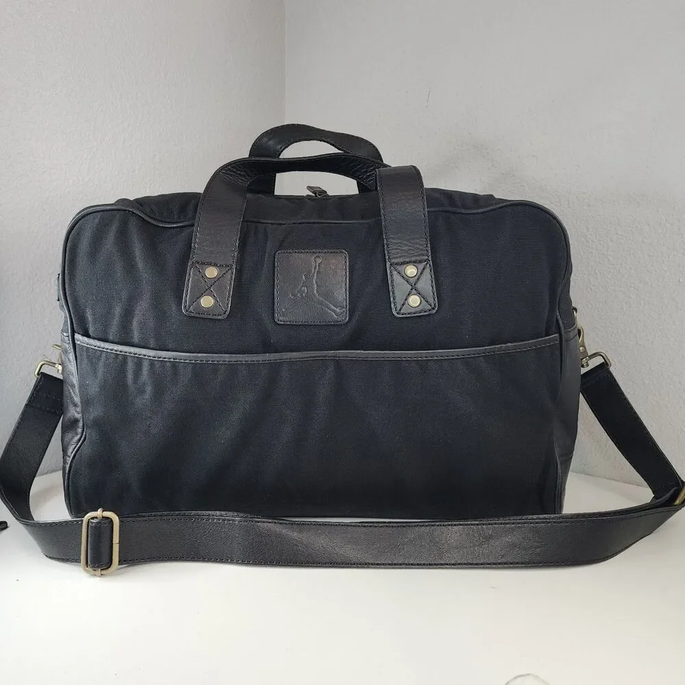 RARE Jordan Brand x Cole Haan Black Leather Canvas Collab Weekender Duffle Bag